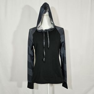 Kyodan black striped lite weight hoodie women's size medium